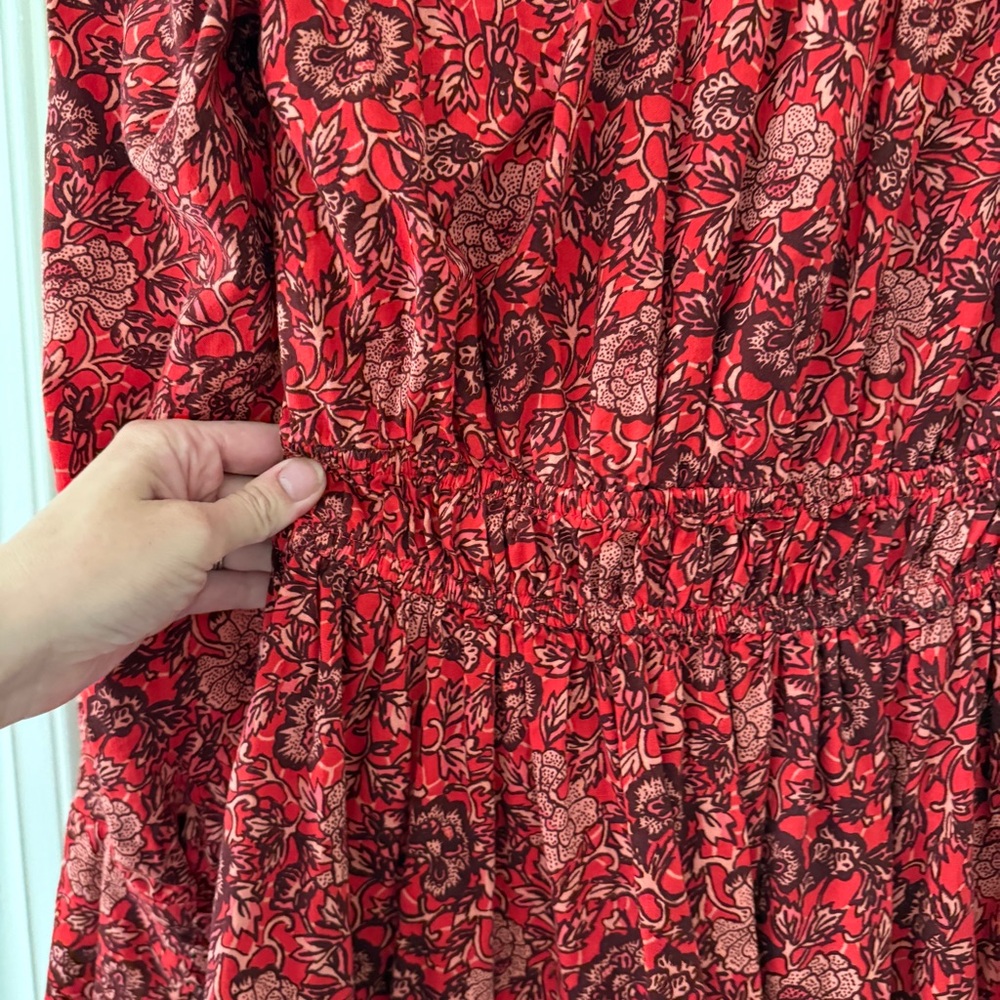 Ulla Johnson Mini Ruffle Liv Red Floral Dress | size 0 - Picture 9 of 10